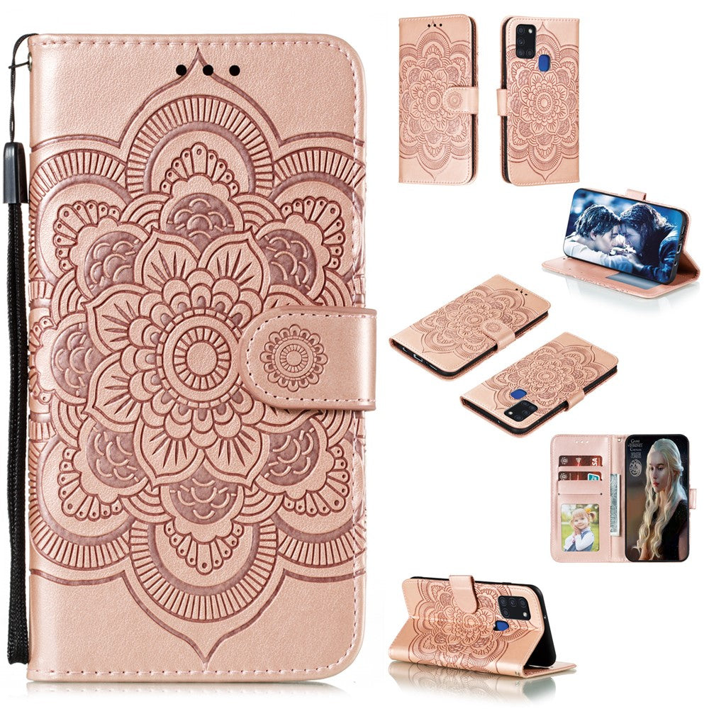 Imprint Mandala Flower Leather Shell for Samsung Galaxy A21s