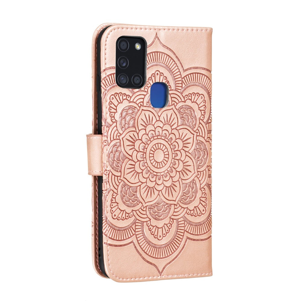 Imprint Mandala Flower Leather Shell for Samsung Galaxy A21s