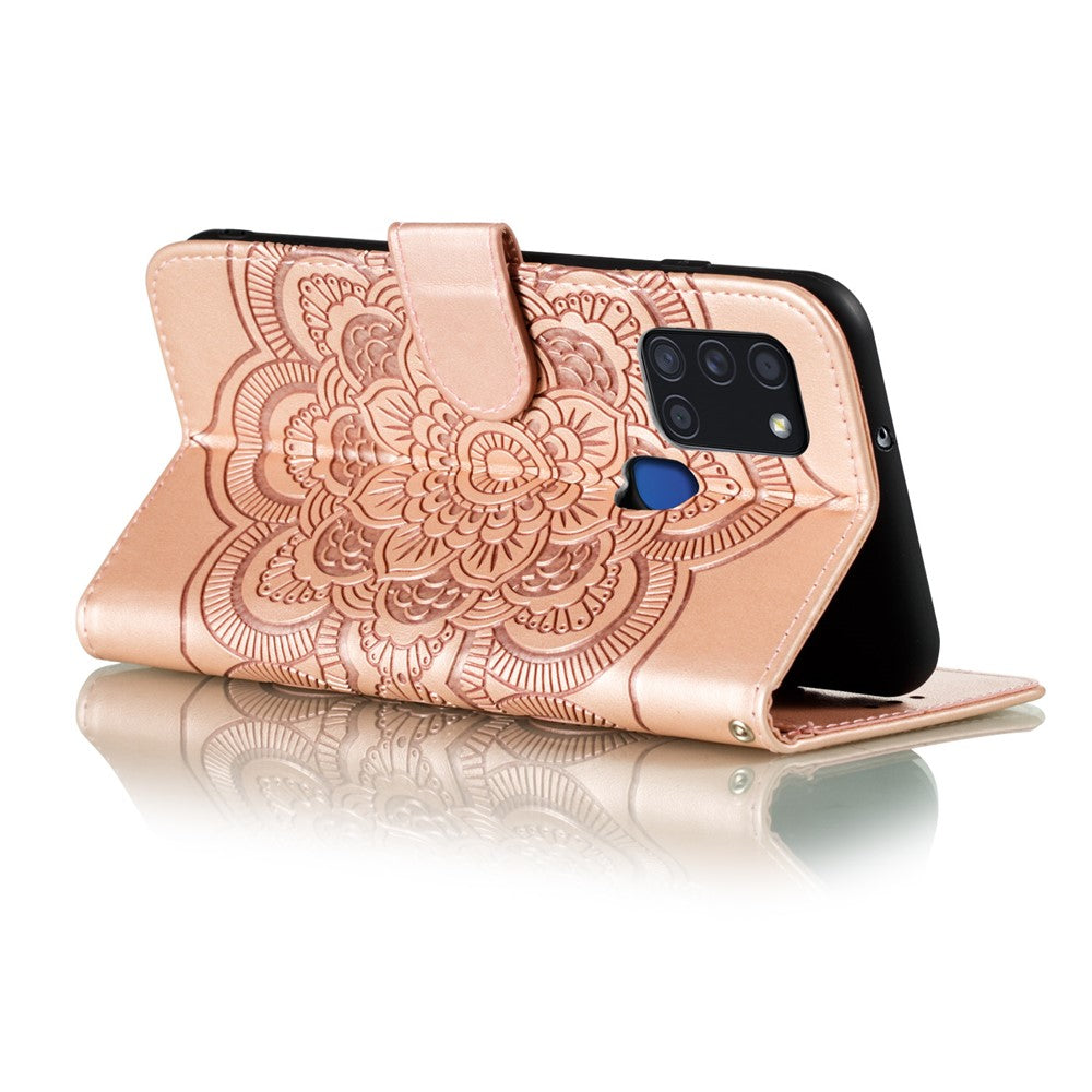 Imprint Mandala Flower Leather Shell for Samsung Galaxy A21s