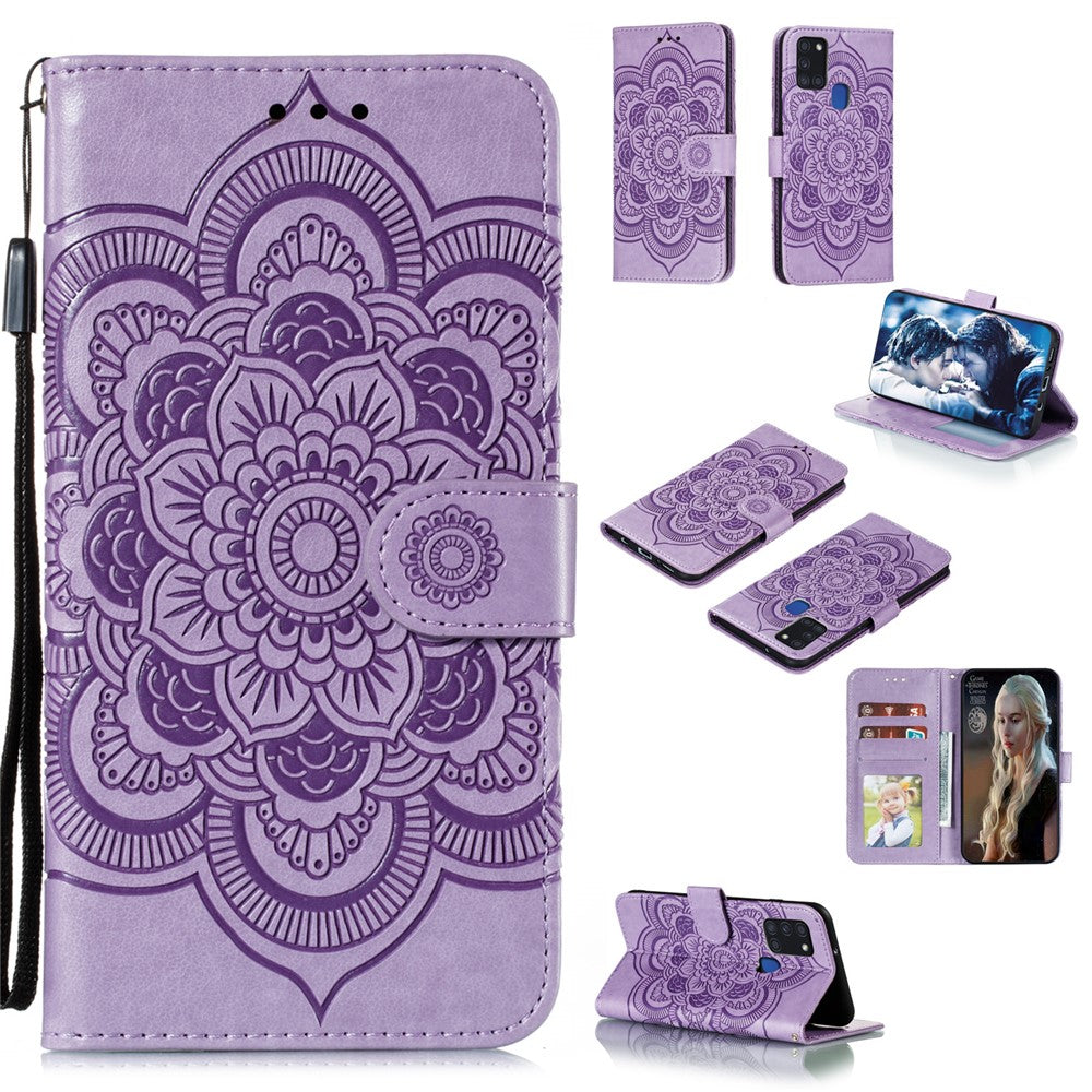 Imprint Mandala Flower Leather Shell for Samsung Galaxy A21s