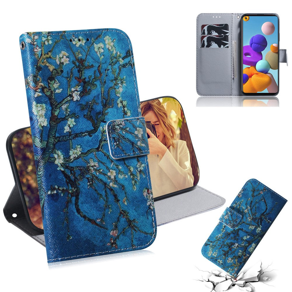 Mønstertrykt PU-læderpungcover til Samsung Galaxy A21s