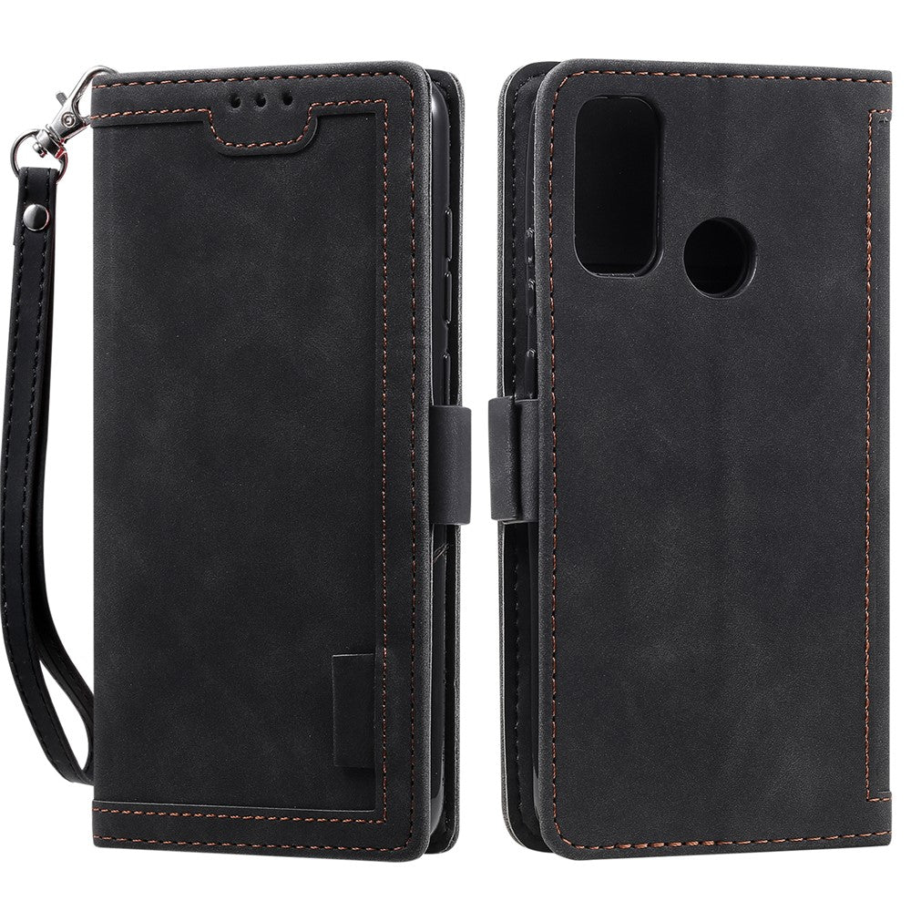 Vintage-stil sammensat cover med stander og læder-flip til Samsung Galaxy A21s