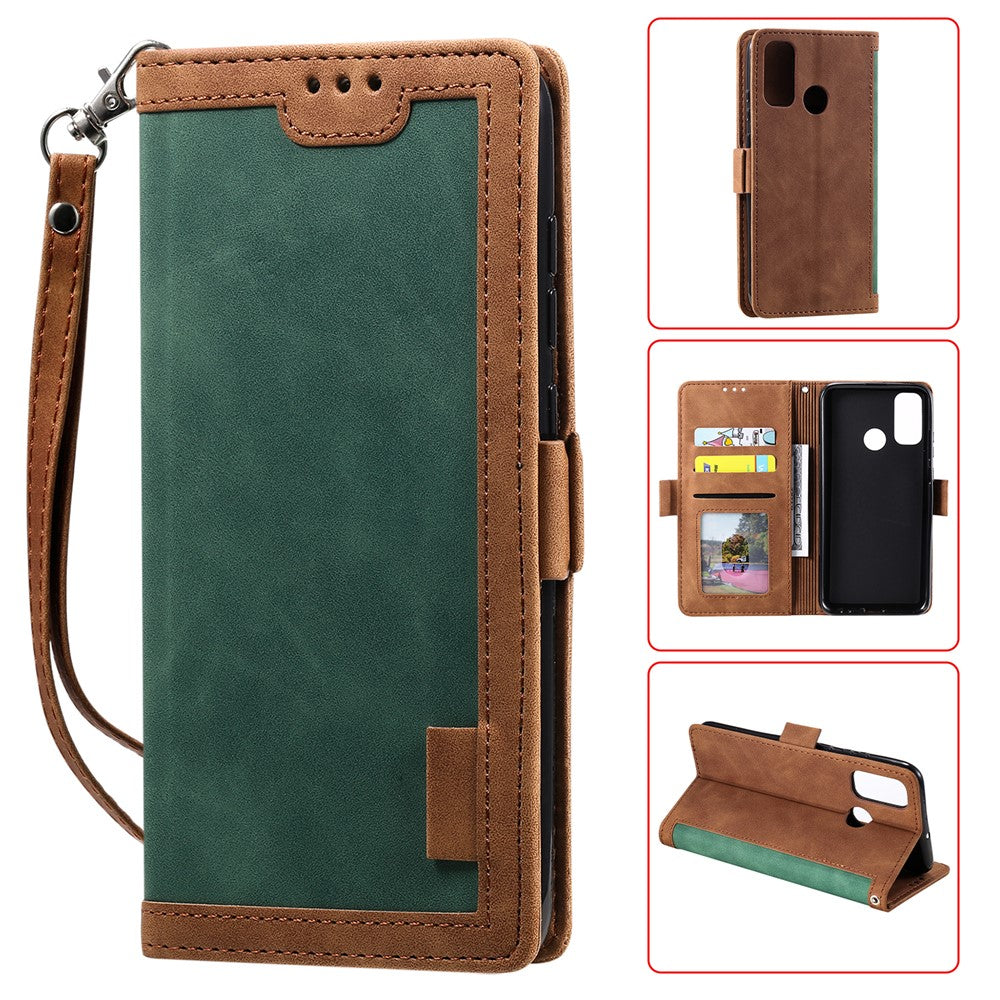Vintage-stil sammensat cover med stander og læder-flip til Samsung Galaxy A21s
