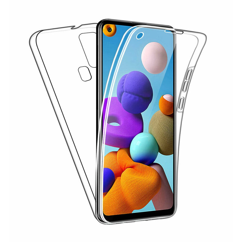 Fuldt dækkende klar akryl+TPU+PET-telefoncover til Samsung Galaxy A21s