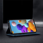 Jeans-stof-lædercover i retrostil til Samsung Galaxy A21s