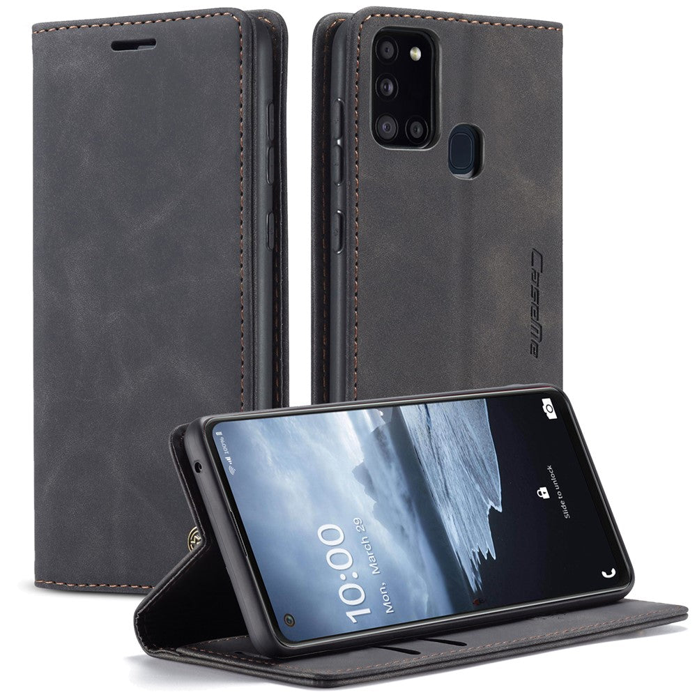 CASEME 013 Series Auto-absorbed Leather Shell Protection Wallet Case for Samsung Galaxy A21s