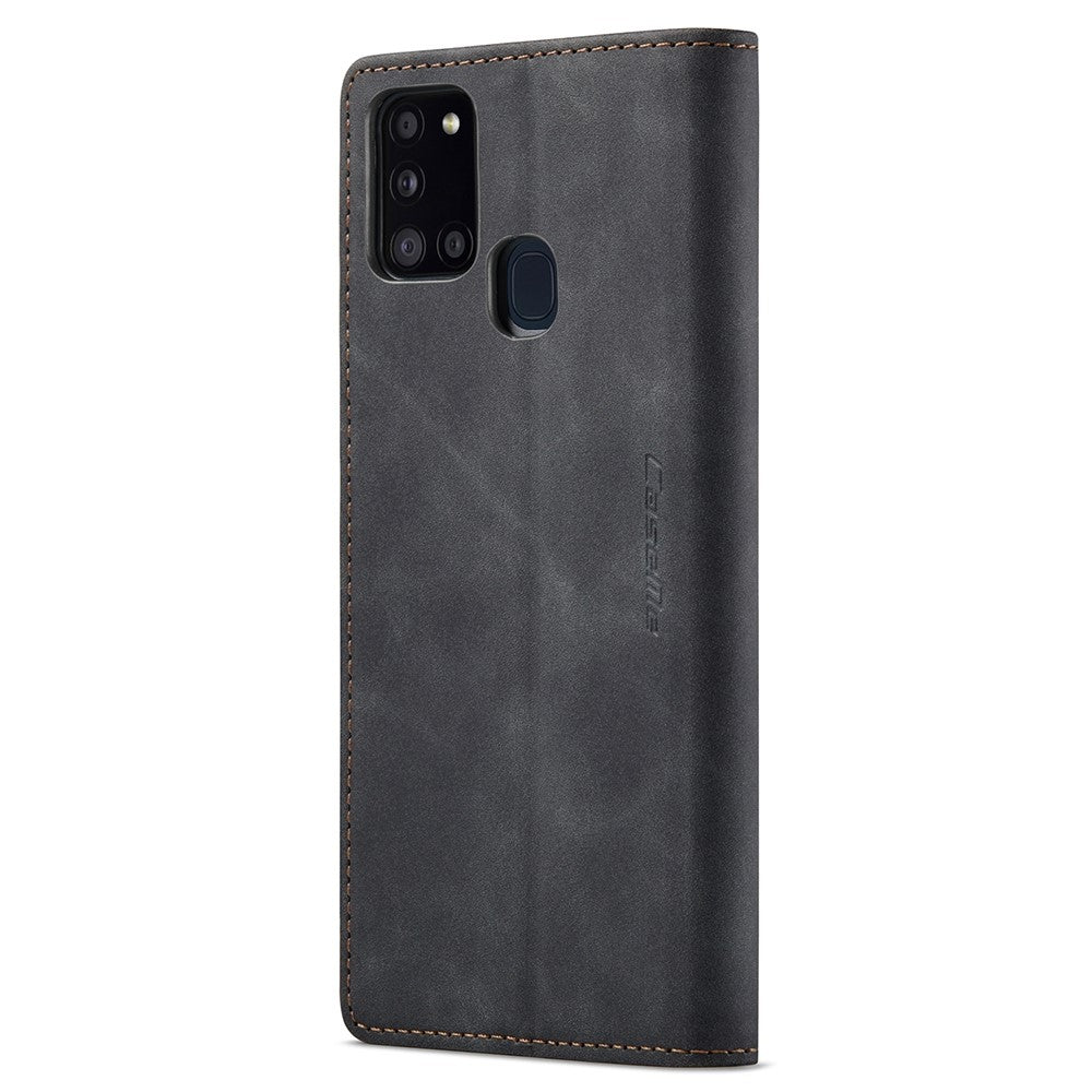 CASEME 013 Series Auto-absorbed Leather Shell Protection Wallet Case for Samsung Galaxy A21s