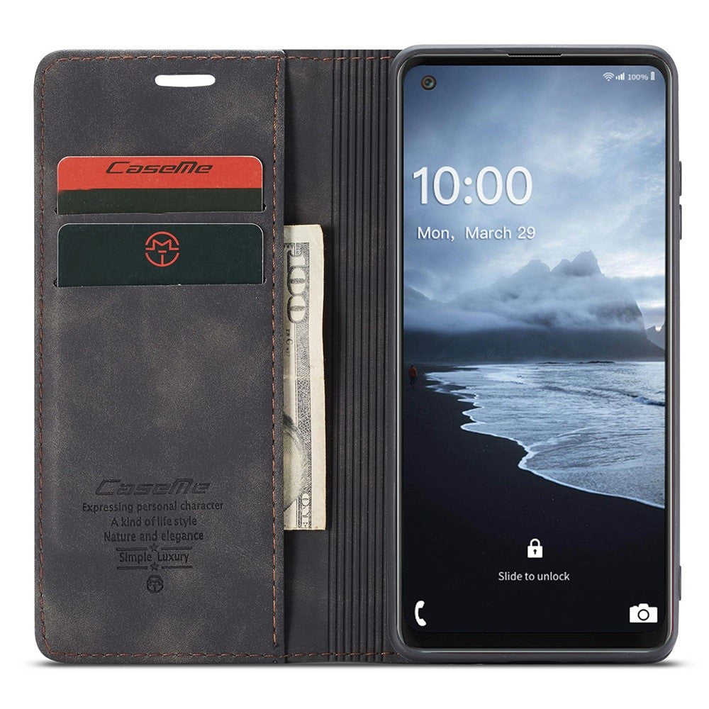 CASEME 013 Series Auto-absorbed Leather Shell Protection Wallet Case for Samsung Galaxy A21s