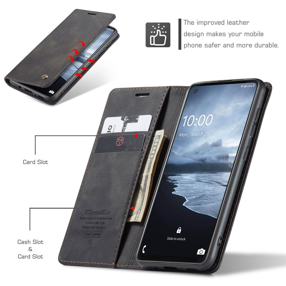 CASEME 013 Series Auto-absorbed Leather Shell Protection Wallet Case for Samsung Galaxy A21s