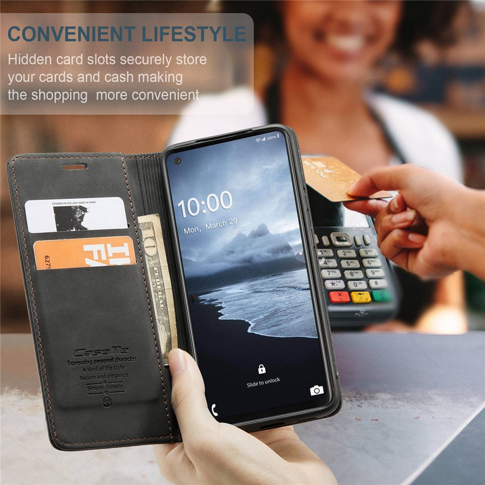 CASEME 013 Series Auto-absorbed Leather Shell Protection Wallet Case for Samsung Galaxy A21s