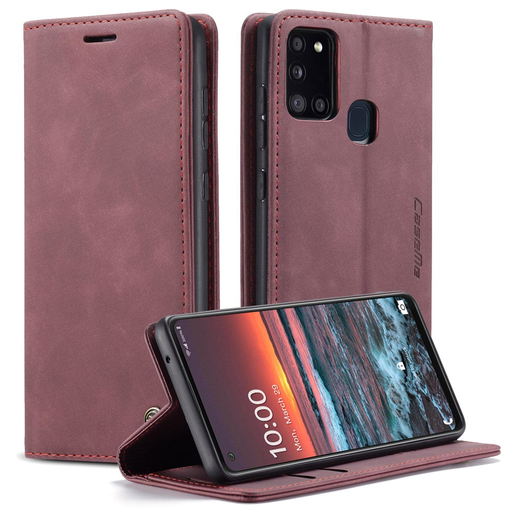 CASEME 013 Series Auto-absorbed Leather Shell Protection Wallet Case for Samsung Galaxy A21s