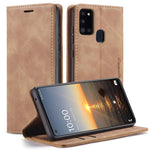 CASEME 013 Series Auto-absorbed Leather Shell Protection Wallet Case for Samsung Galaxy A21s