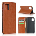 Crazy Horse Wallet Stand Fodral i äkta läder för Samsung Galaxy A31