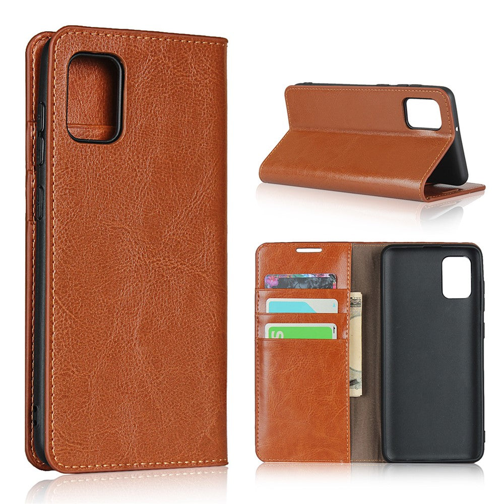 Crazy Horse Wallet Stand Fodral i äkta läder för Samsung Galaxy A31