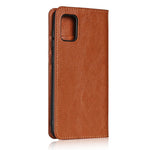 Crazy Horse Wallet Stand Fodral i äkta läder för Samsung Galaxy A31
