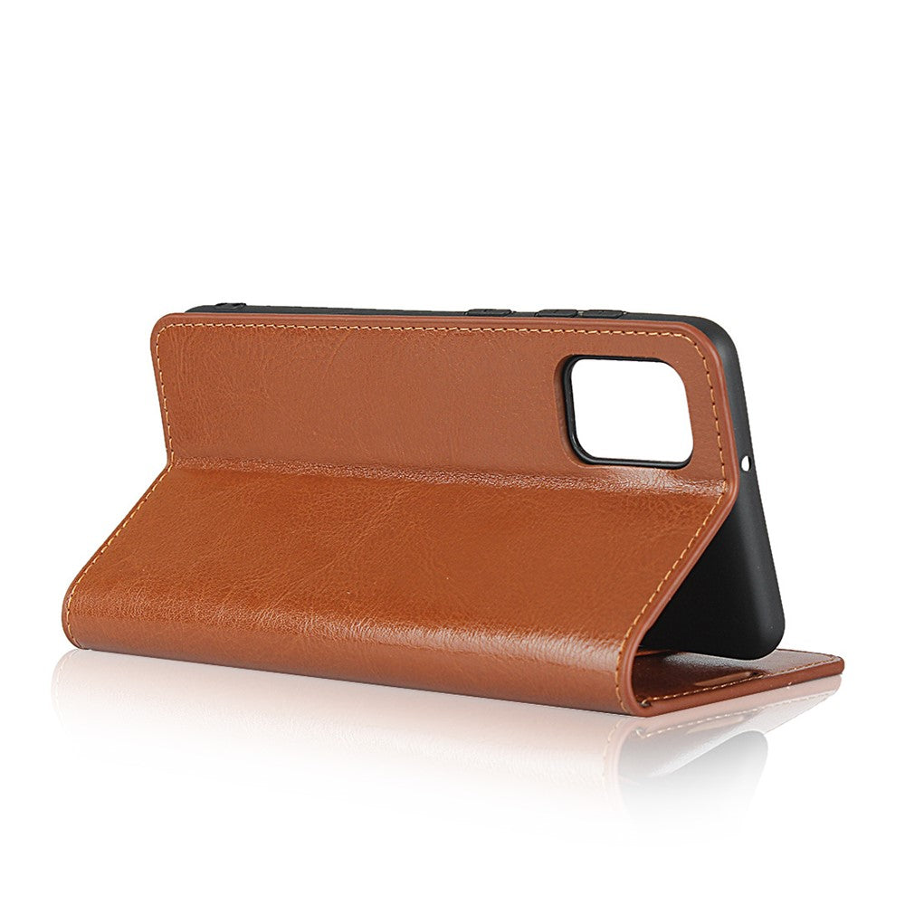 Crazy Horse Wallet Stand Fodral i äkta läder för Samsung Galaxy A31