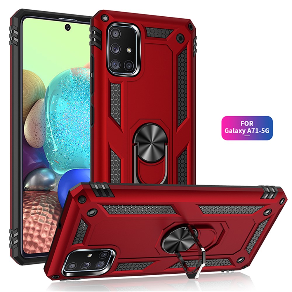 360° drejelig ring-kickstand-rustning PC+TPU kombinationscover til Samsung Galaxy A71 5G SM-A716