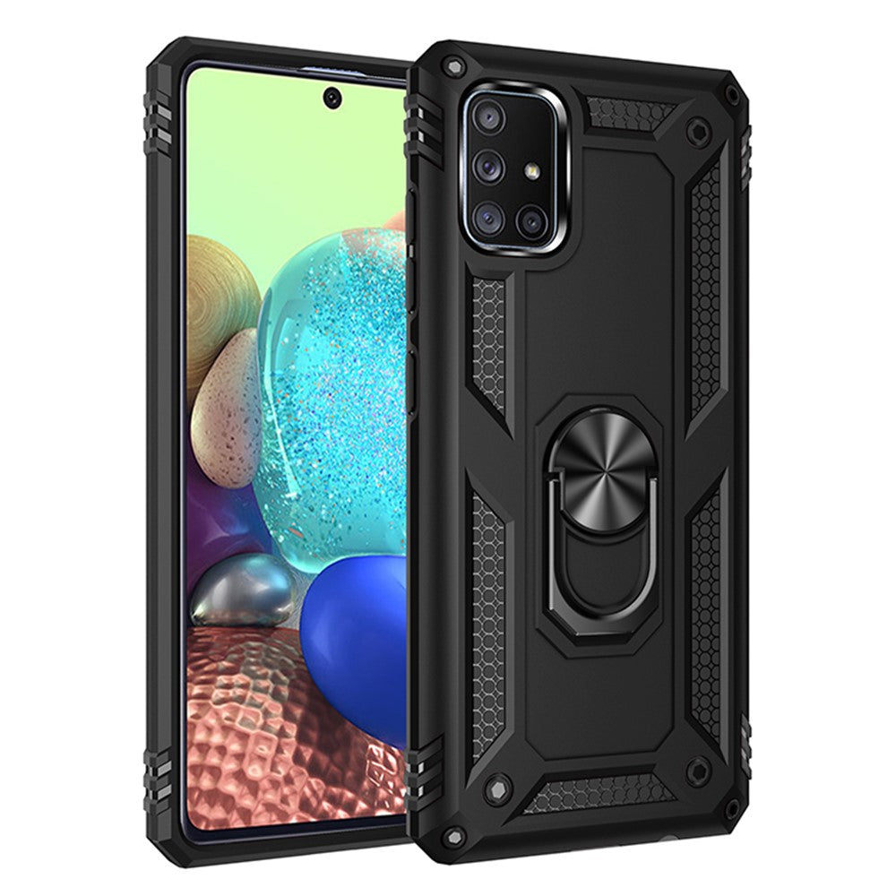 360° drejelig ring-kickstand-rustning PC+TPU kombinationscover til Samsung Galaxy A71 5G SM-A716