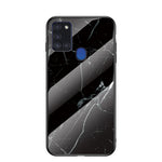 Marble Texture Tempered Glass + PC + TPU Hybrid Case for Samsung Galaxy A21s
