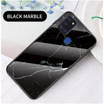 Marble Texture Tempered Glass + PC + TPU Hybrid Case for Samsung Galaxy A21s