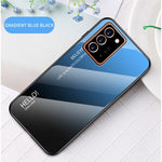 Gradientfarvet hærdet glas + PC + TPU stilfuldt cover til Samsung Galaxy Note20 Ultra/Note20 Ultra 5G - Blå / Sort