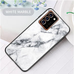 Marmor Tekstur Hærdet Glas + PC + TPU Hybrid Cover til Samsung Galaxy Note20 Ultra/Note20 Ultra 5G
