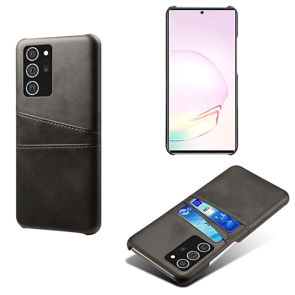 Hard Cover Double Card Slots PU Leather Coated Plastic Phone Case for Samsung Galaxy Note20 / Note20 5G