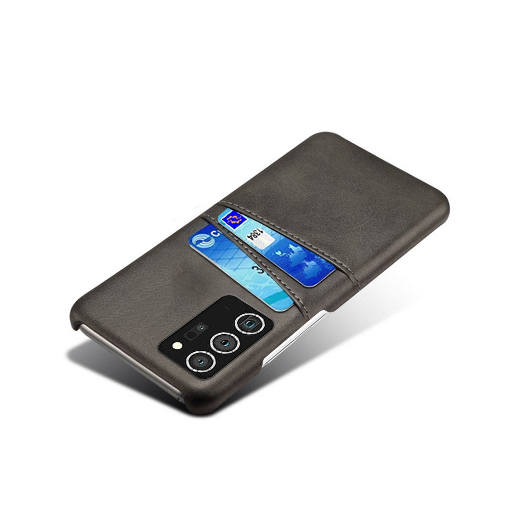 Hard Cover Double Card Slots PU Leather Coated Plastic Phone Case for Samsung Galaxy Note20 / Note20 5G