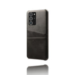 Hard Cover Double Card Slots PU Leather Coated Plastic Phone Case for Samsung Galaxy Note20 / Note20 5G