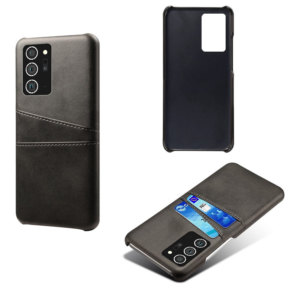 Hard Cover Double Card Slots PU Leather Coated Plastic Phone Case for Samsung Galaxy Note20 / Note20 5G