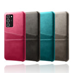 Hard Cover Double Card Slots PU Leather Coated Plastic Phone Case for Samsung Galaxy Note20 / Note20 5G