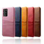 Hard Cover Double Card Slots PU Leather Coated Plastic Phone Case for Samsung Galaxy Note20 / Note20 5G