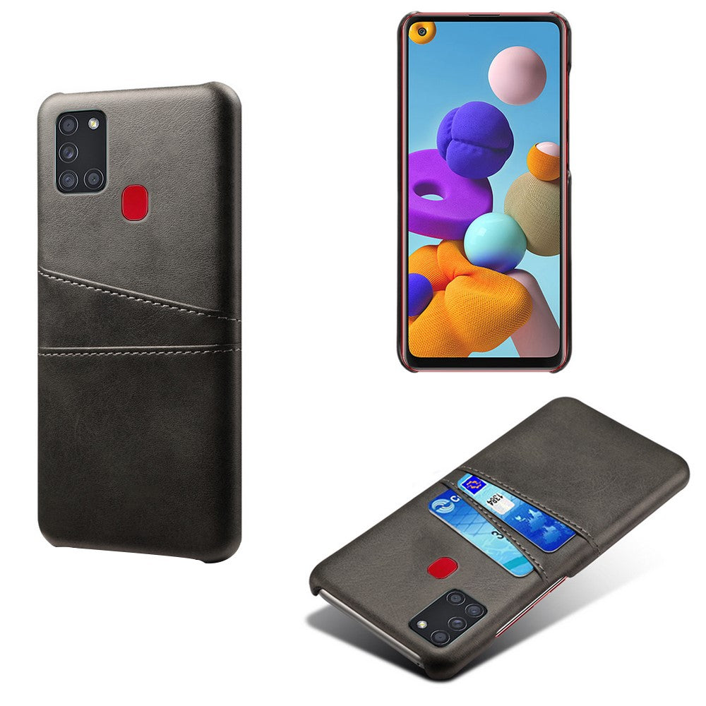 Etui i PU-læder med dobbelt kortlomme til Samsung Galaxy A21s