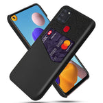 Kortholder Klud + PU Læderbelagt PC Beskyttelsescover til Samsung Galaxy A21s