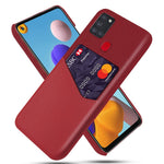 Kortholder Klud + PU Læderbelagt PC Beskyttelsescover til Samsung Galaxy A21s