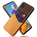 Kortholder Klud + PU Læderbelagt PC Beskyttelsescover til Samsung Galaxy A21s