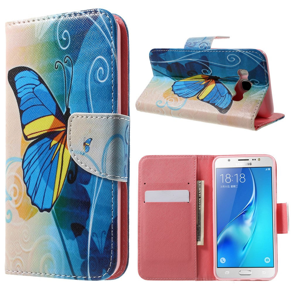 Mønstret flipcover i kunstlæder til Samsung Galaxy J5 (2016)