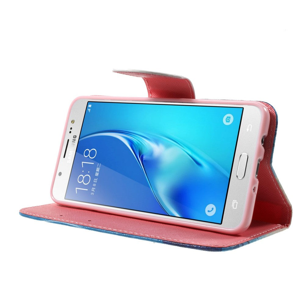 Mønstret flipcover i kunstlæder til Samsung Galaxy J5 (2016)