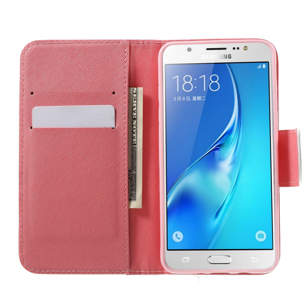 Mønstret flipcover i kunstlæder til Samsung Galaxy J5 (2016)