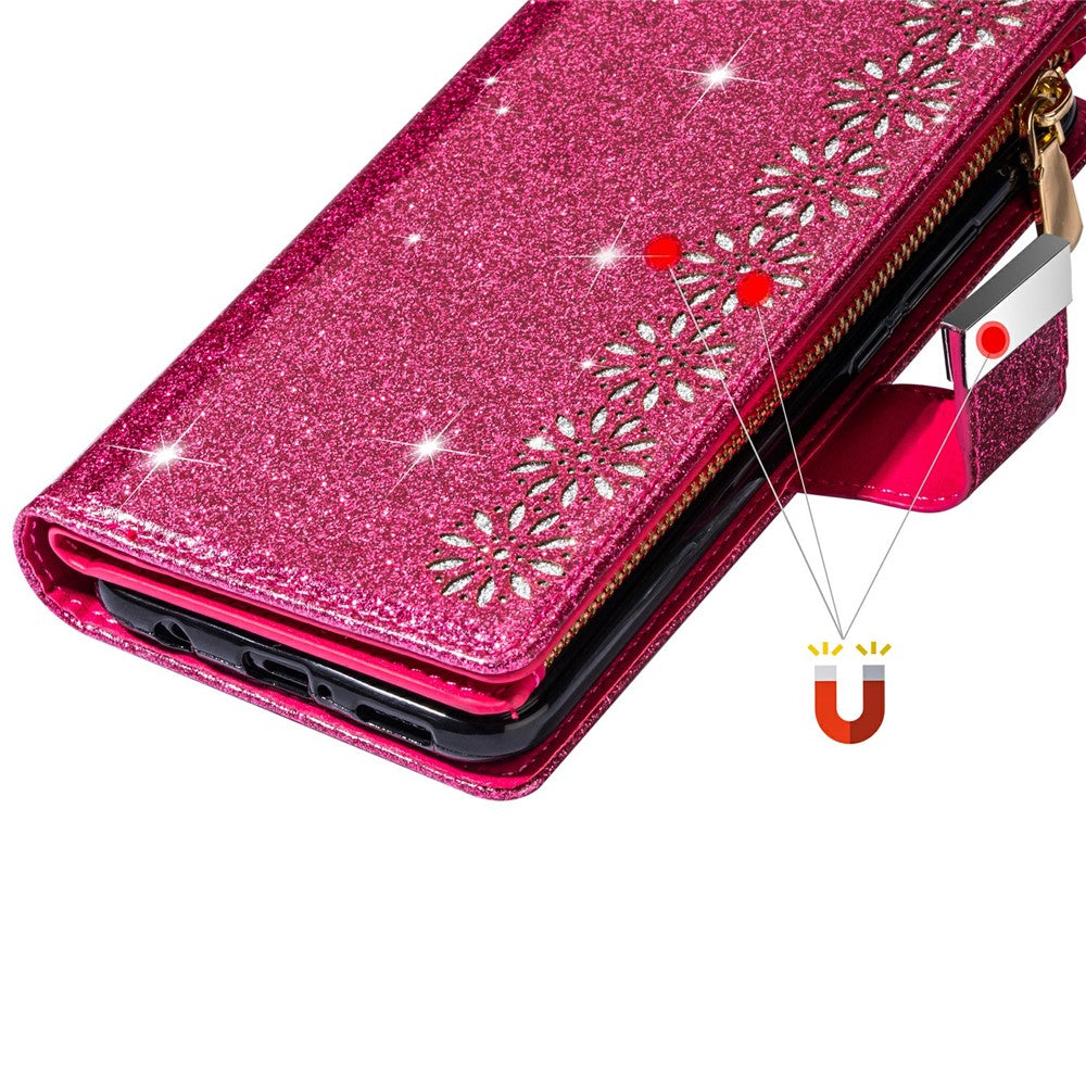Glittery Starry Style Laser Carving Lædercover til Samsung Galaxy Note20/Note20 5G