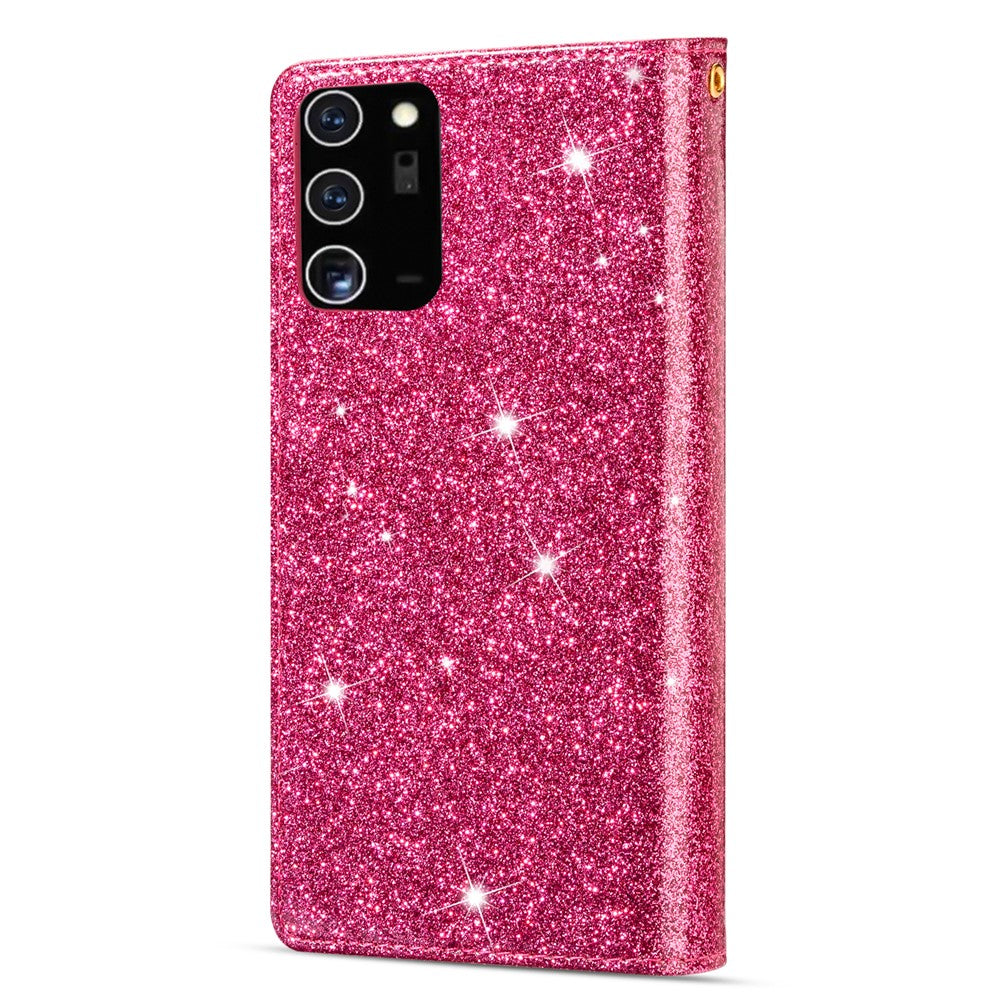 Glittery Starry Style Laser Carving Lædercover til Samsung Galaxy Note20/Note20 5G