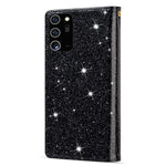 Läderfodral med glittrig stjärnmotiv och lasersnideri och dragkedja till Samsung Galaxy Note20 Ultra/Note20 Ultra 5G – Blå