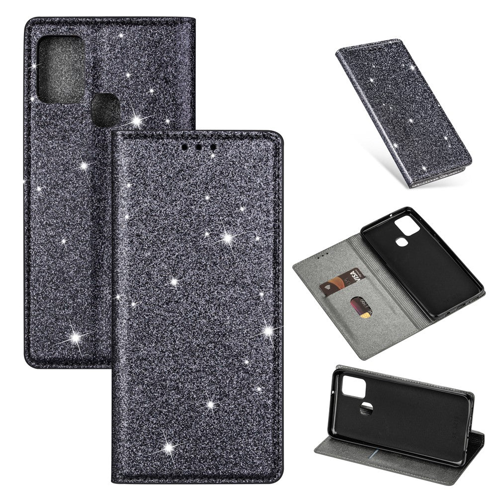 Flash Powder Stand Læder Kortholder Etui til Samsung Galaxy A21s