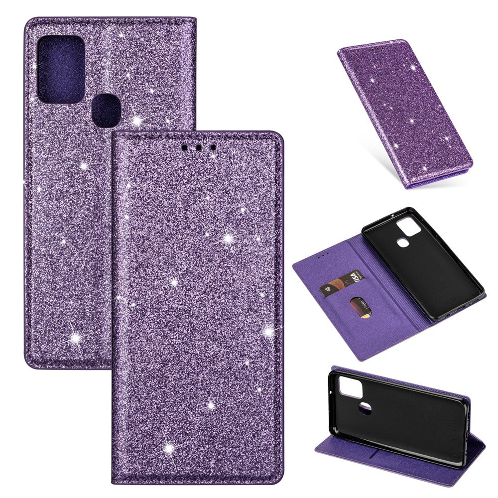 Flash Powder Stand Læder Kortholder Etui til Samsung Galaxy A21s