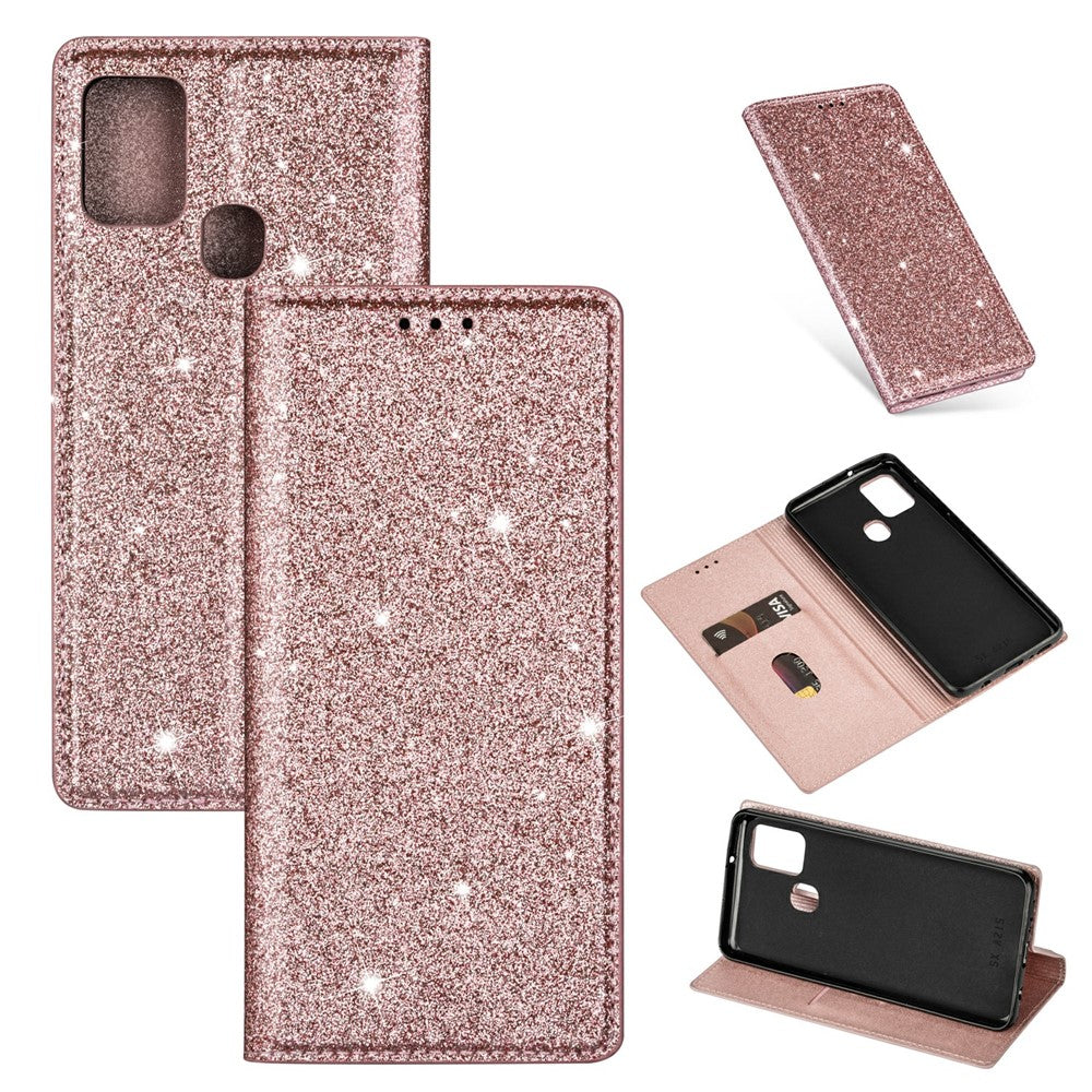 Flash Powder Stand Læder Kortholder Etui til Samsung Galaxy A21s