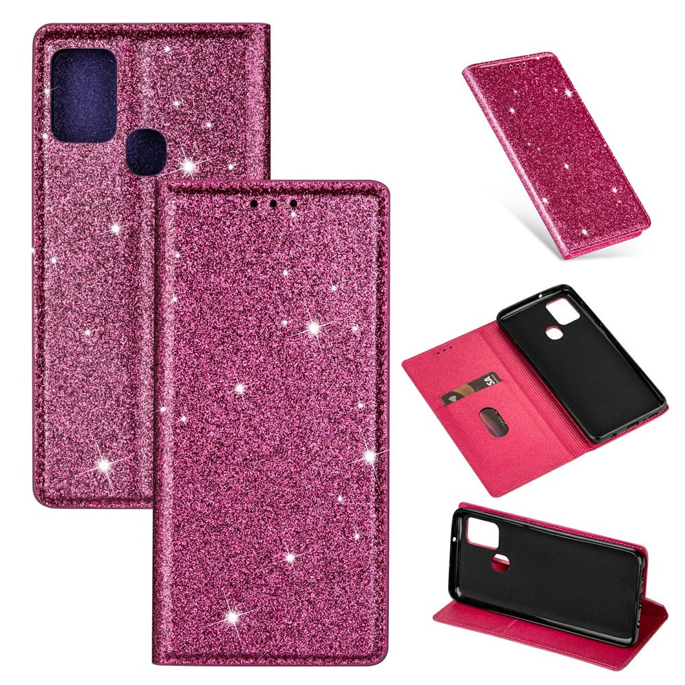 Flash Powder Stand Læder Kortholder Etui til Samsung Galaxy A21s