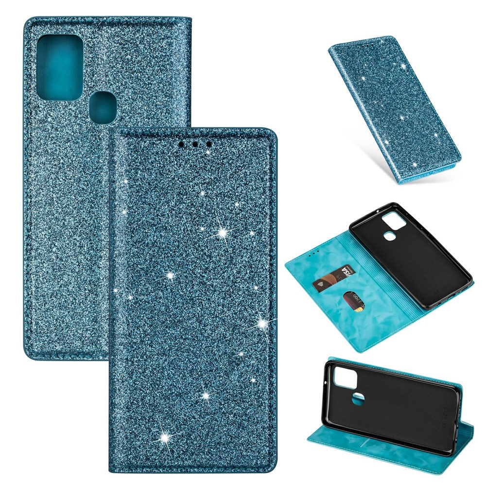 Flash Powder Stand Læder Kortholder Etui til Samsung Galaxy A21s