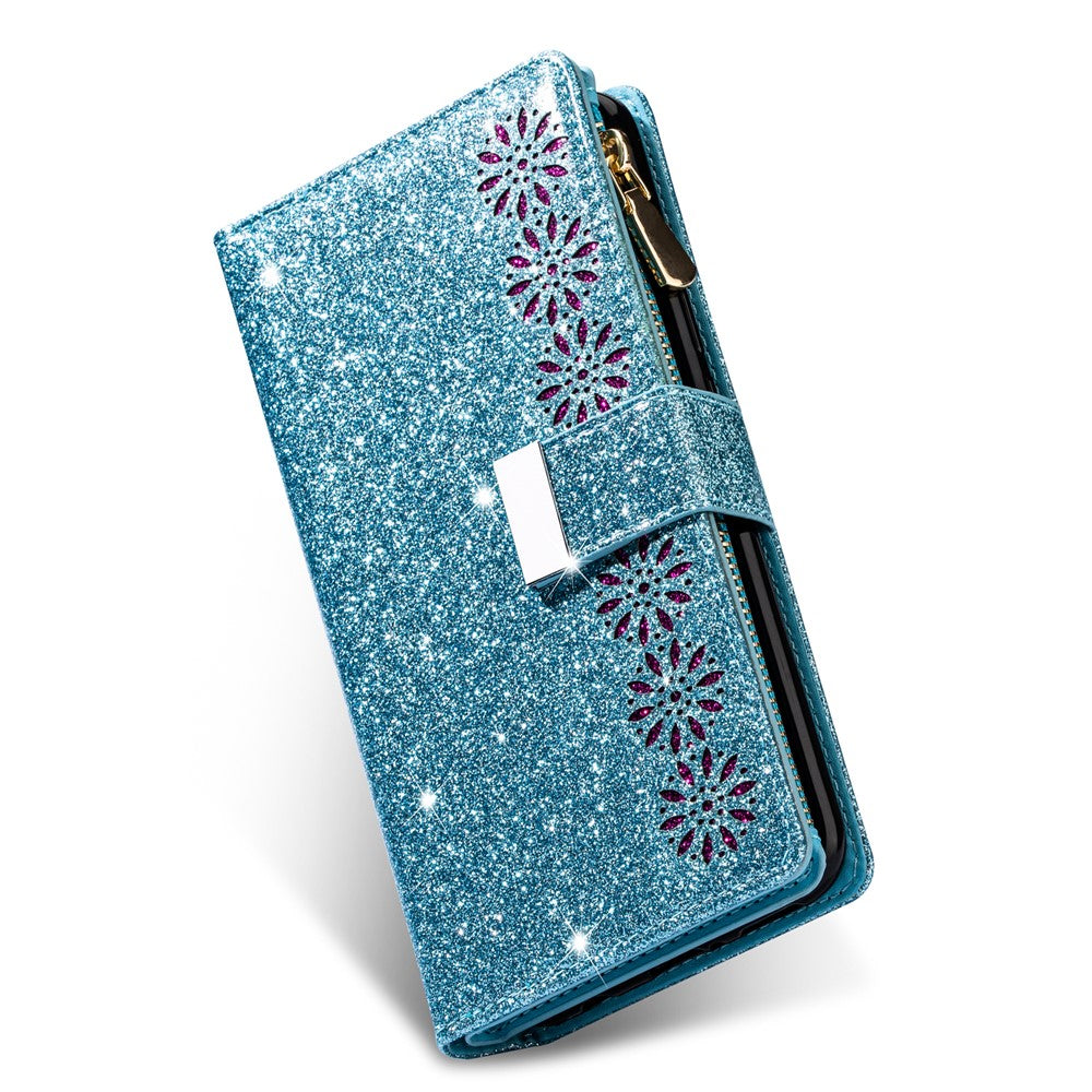 Glittery Starry Style Laser Carving Leather Cover for Samsung Galaxy A21s