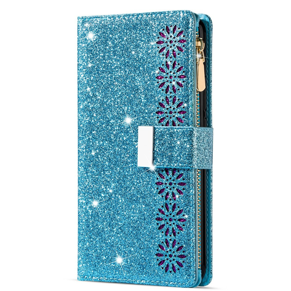 Glittery Starry Style Laser Carving Leather Cover for Samsung Galaxy A21s