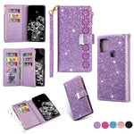 Glittery Starry Style Laser Carving Leather Cover for Samsung Galaxy A21s